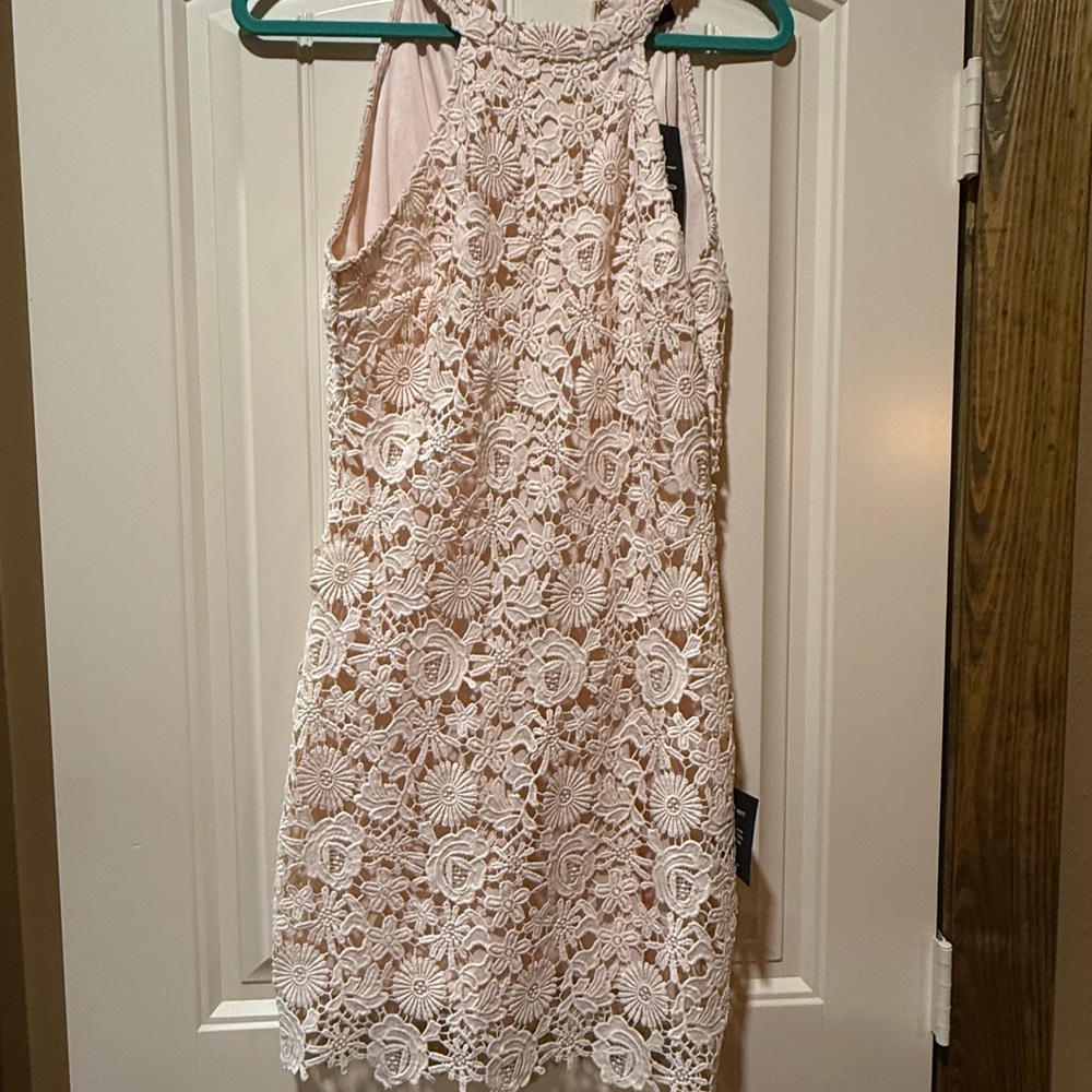 Lulu's Cream Floral Lace Mini Dress